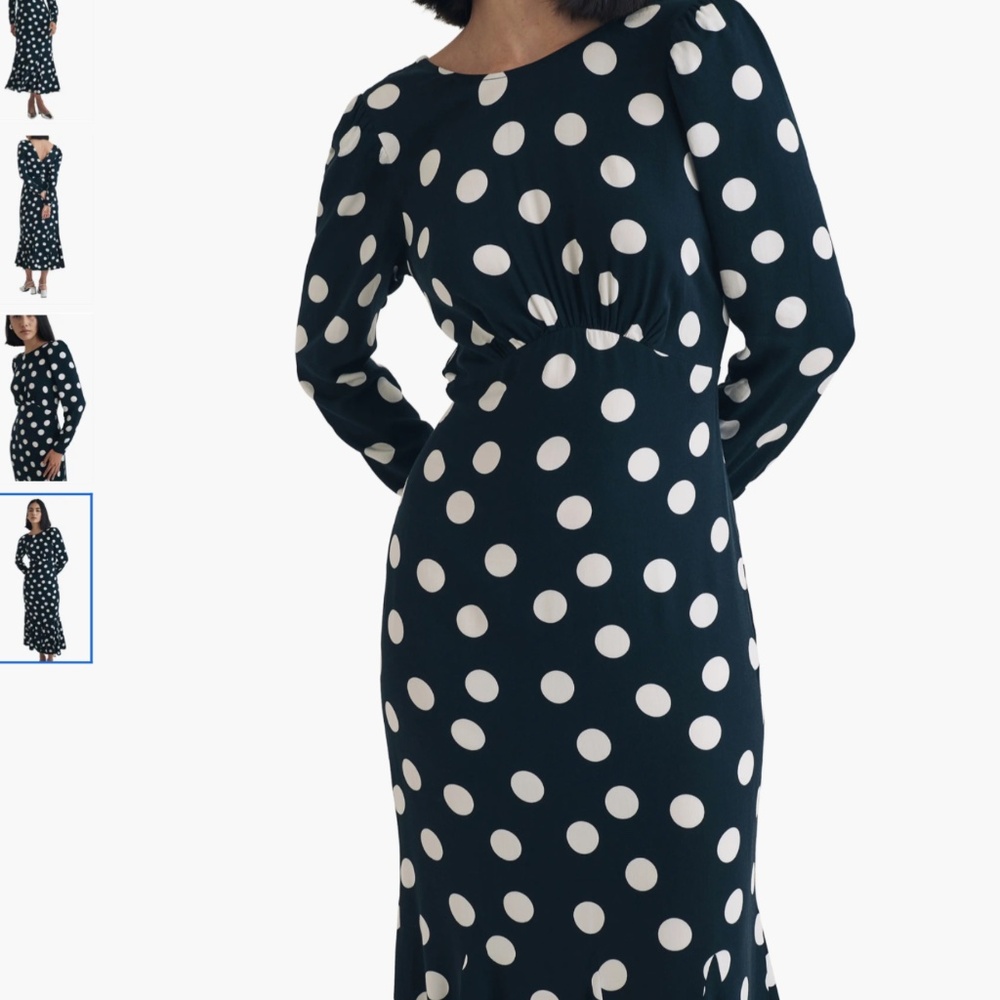 Nobody's Child Sally Polka Dot Long Sleeve Mermaid Dress, size 10